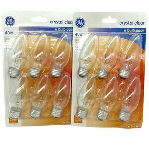 GE 40W Crystal Clear Warm White Medium Base Light Bulbs New 2 Packs
